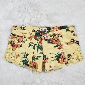 Mudd Floral Distressed Denim Shorts